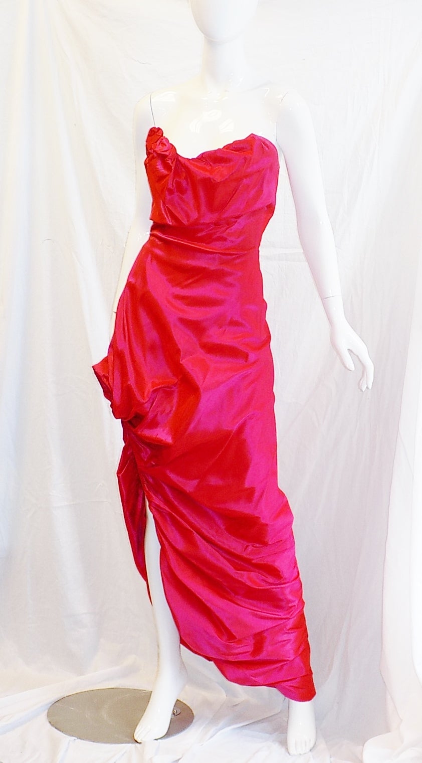 Women's Spectacular Vivienne Westwood strapless Corset  red  Draped  Gown dress For Sale