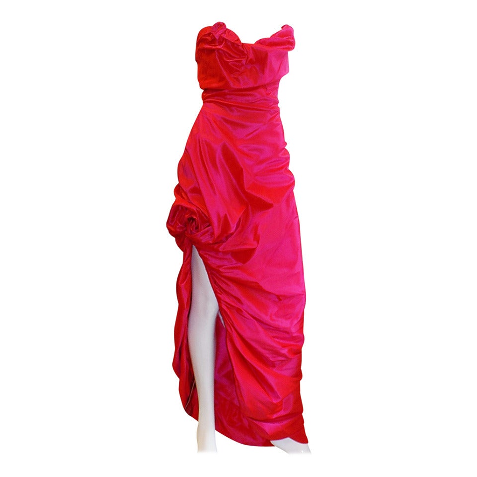 Spectacular Vivienne Westwood strapless Corset  red  Draped  Gown dress For Sale