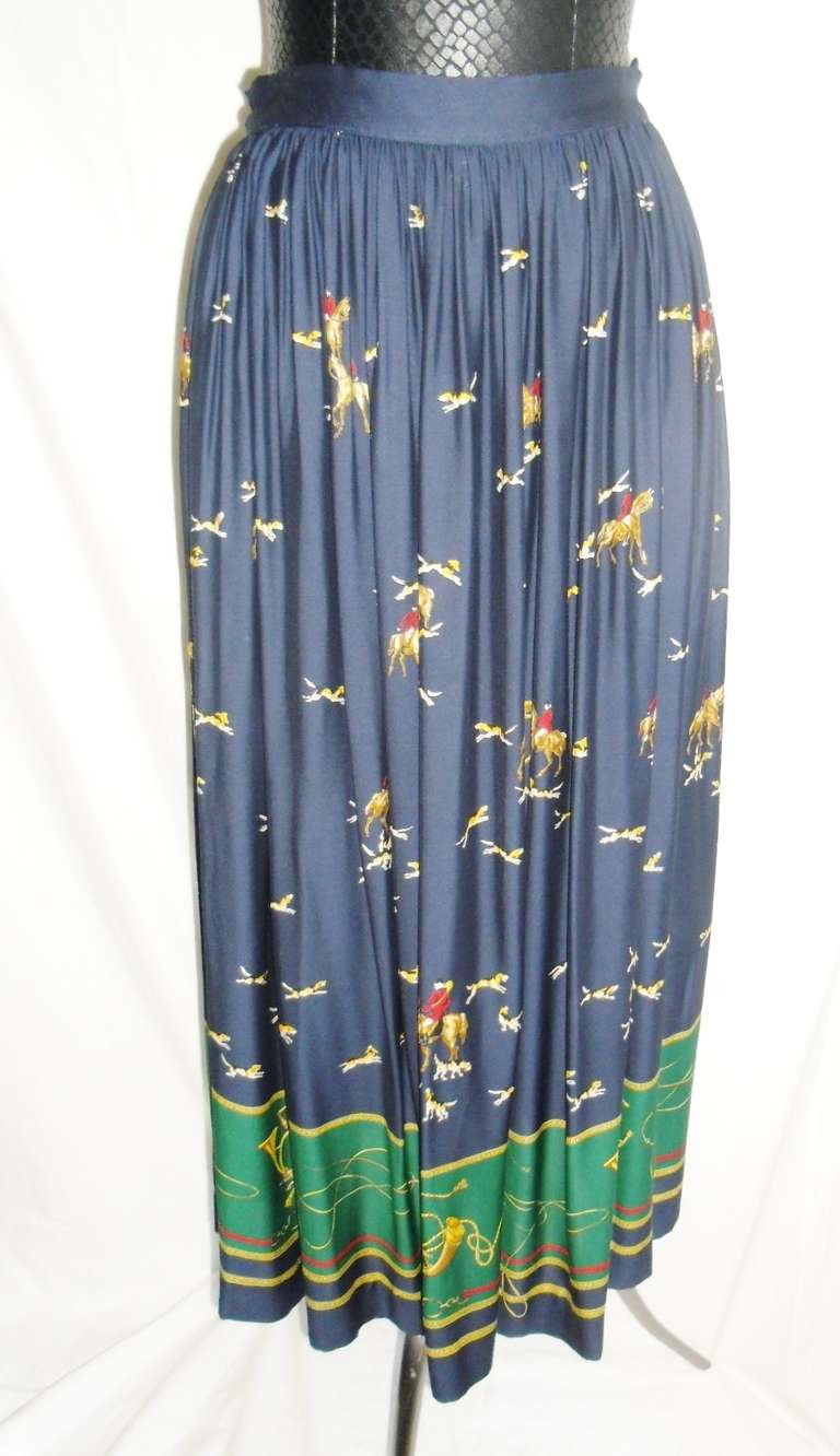 Ralph Lauren Vintage hunting print wool long  skirt For Sale
