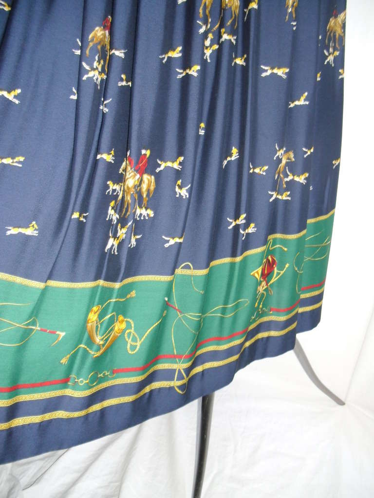 Ralph Lauren Vintage hunting print wool long  skirt In Excellent Condition For Sale In New York, NY