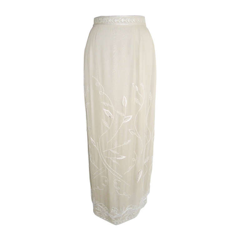 Giorgio Armani NWT long Embroidered and  Beaded Skirt For Sale
