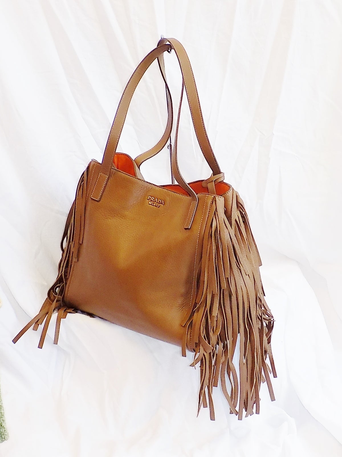 Prada Deer skin Large Camel color Fringed  tote bag Collection winter 2014 NEW 3