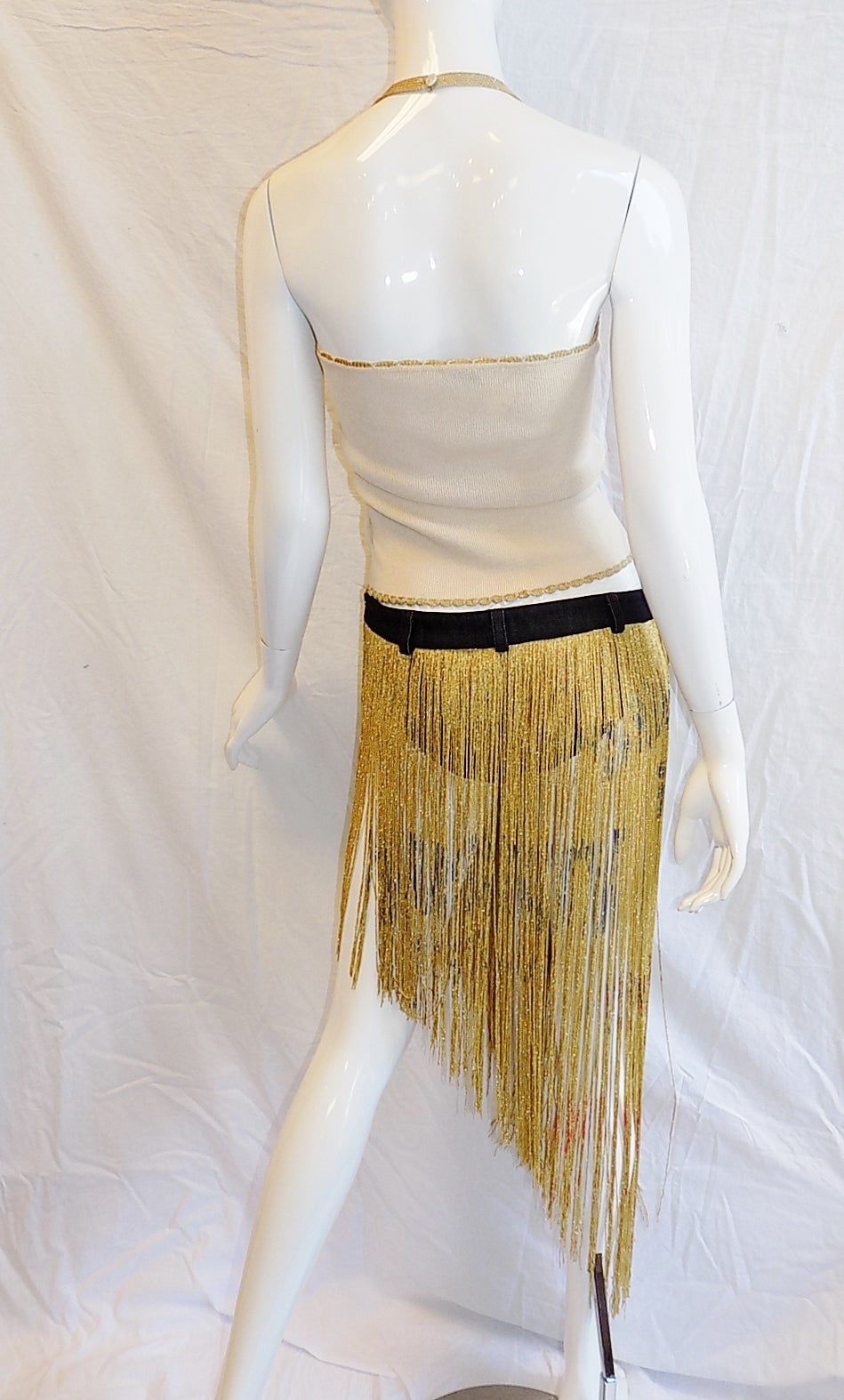 Dolce & Gabbana Metallic fringe  Burlesque skirt and top ensemble. For Sale 1