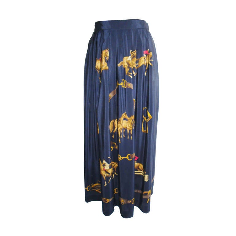 Ralph Lauren Vintage equestrian silk skirt ( polo) For Sale