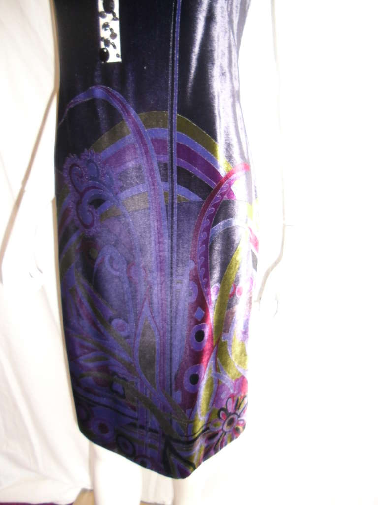 Emilio Pucci's studded printed velvet evening  dress In New Condition For Sale In New York, NY