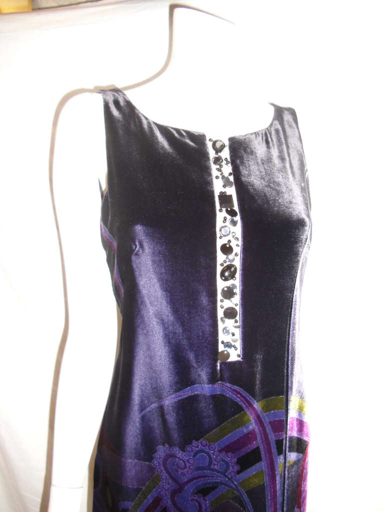 Women's Emilio Pucci's studded printed velvet evening  dress For Sale