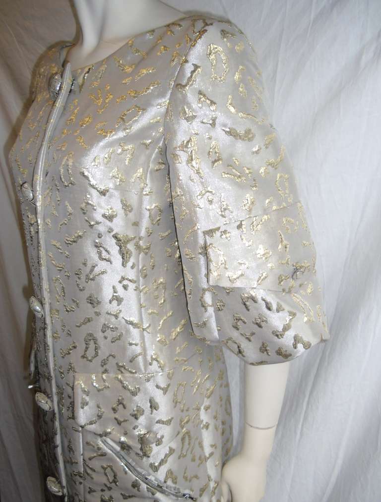Tuleh Gold  brocade Coat Dress In New Condition In New York, NY