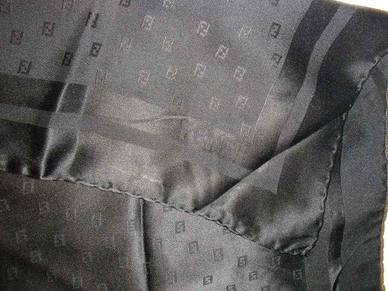 Fendi Black logo square scarf 2