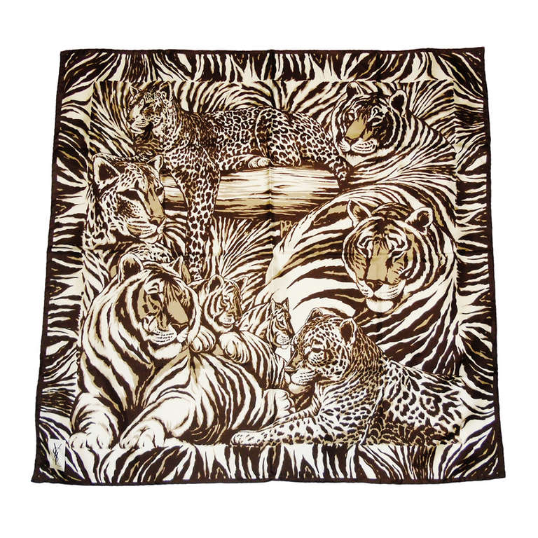 Yves Saint Laurent YSL wild life silk scarf