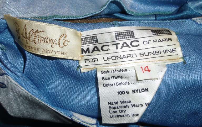 Vintage Late 1960's beautiful blue Mactac Paris for Leonard 3