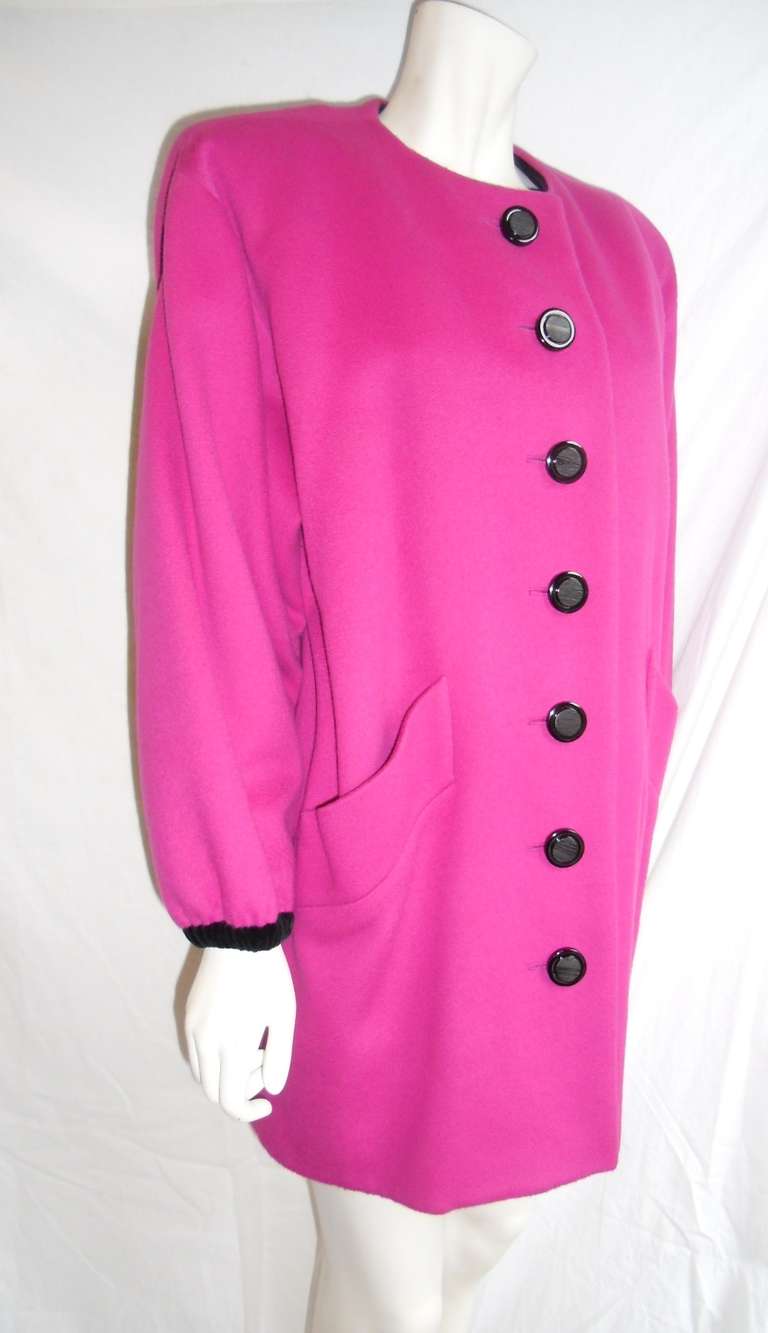 Pink Yves Saint Laurent YSL statement pink black car coat For Sale