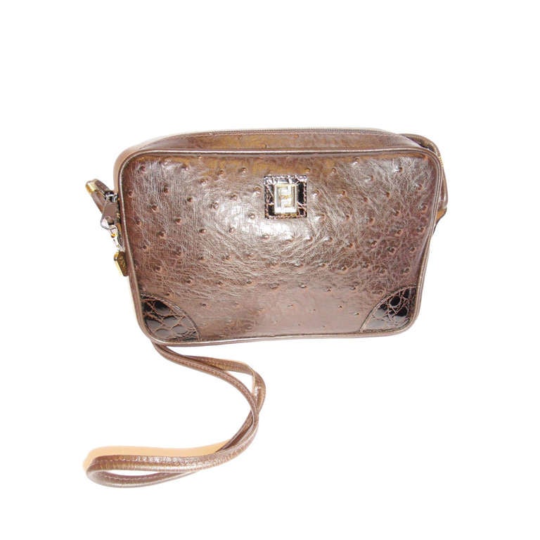 Fendi vintage ostrich  crossbody Bag