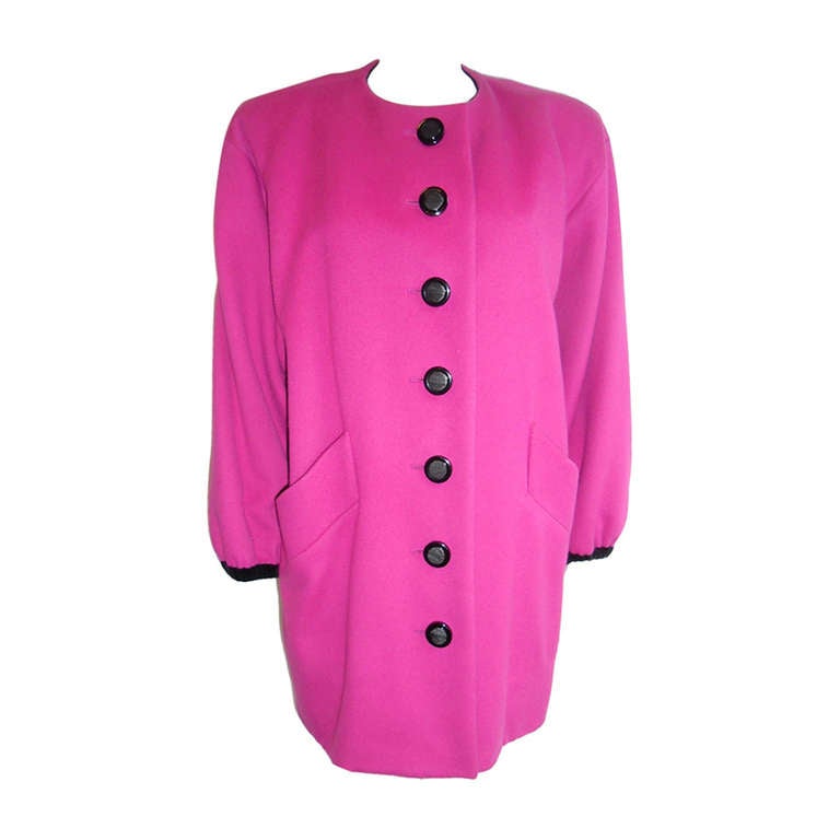 Yves Saint Laurent YSL statement pink black car coat For Sale