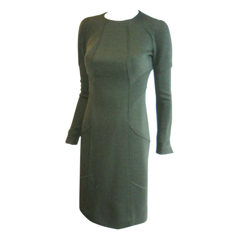 Green pinched jersey dress Ralph Rucci  Chado For Sale