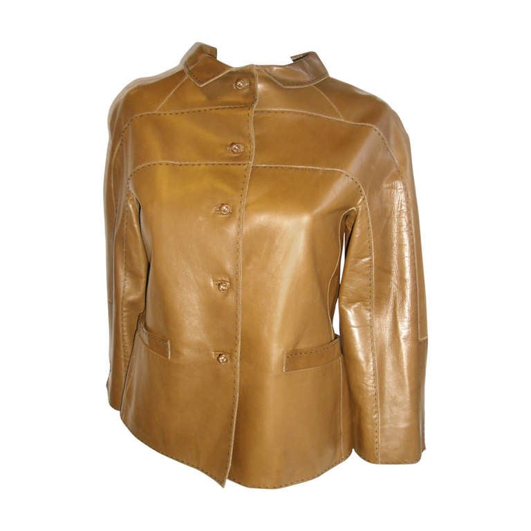 Chado Ralp Rucci  Gorgeous Leather  Cognac Jacket