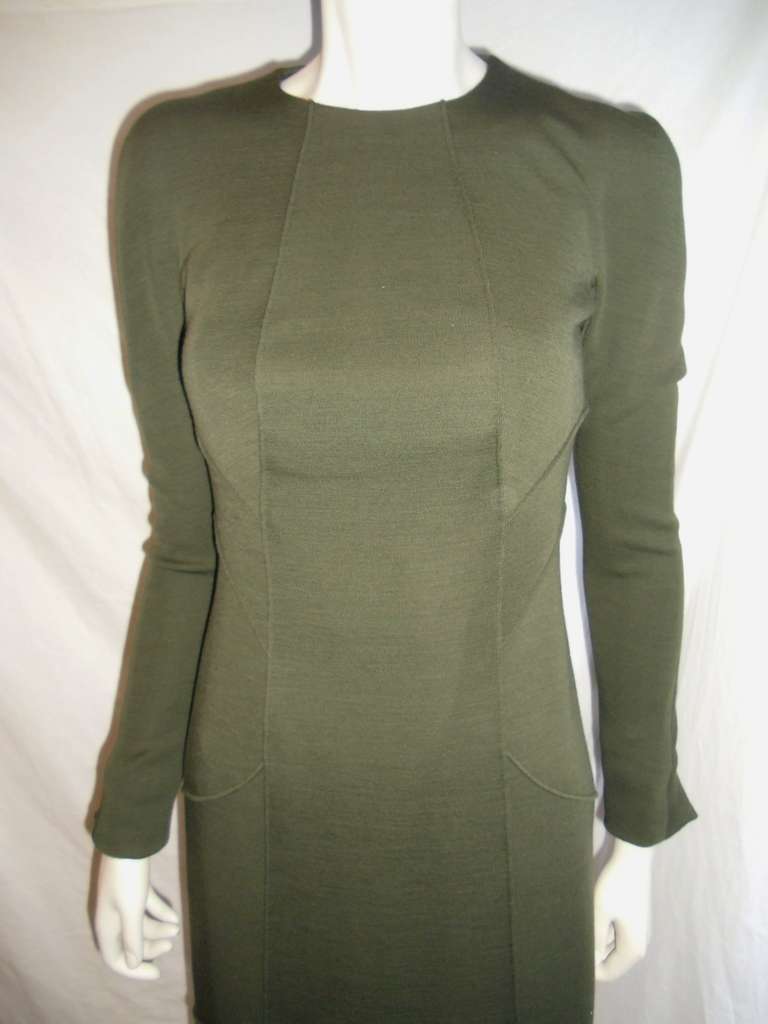 Green pinched jersey dress Ralph Rucci  Chado In Excellent Condition For Sale In New York, NY
