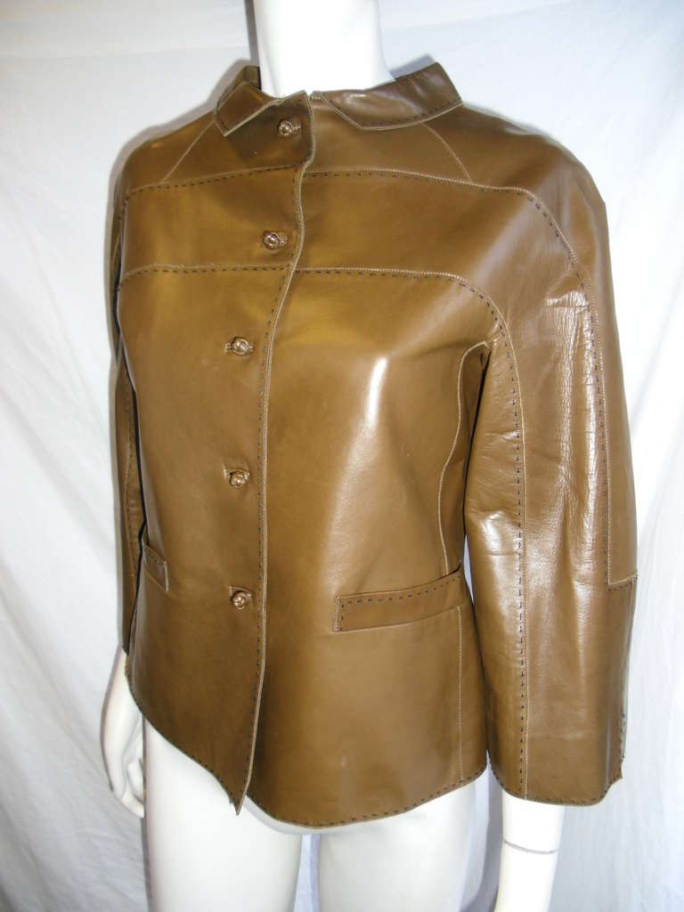 Chado Ralp Rucci  Gorgeous Leather  Cognac Jacket 1