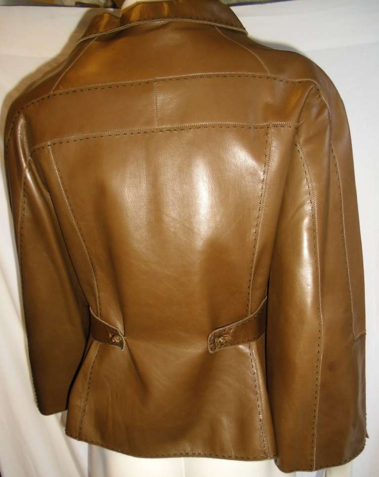 Chado Ralp Rucci  Gorgeous Leather  Cognac Jacket 3