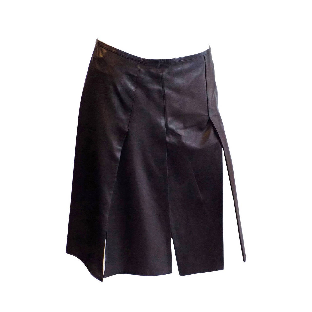 PRADA lamb leather carwash skirt sz 44 For Sale at 1stDibs