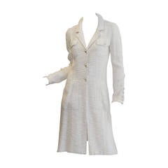 Chanel catwalk vintage winter white  coat dress duster