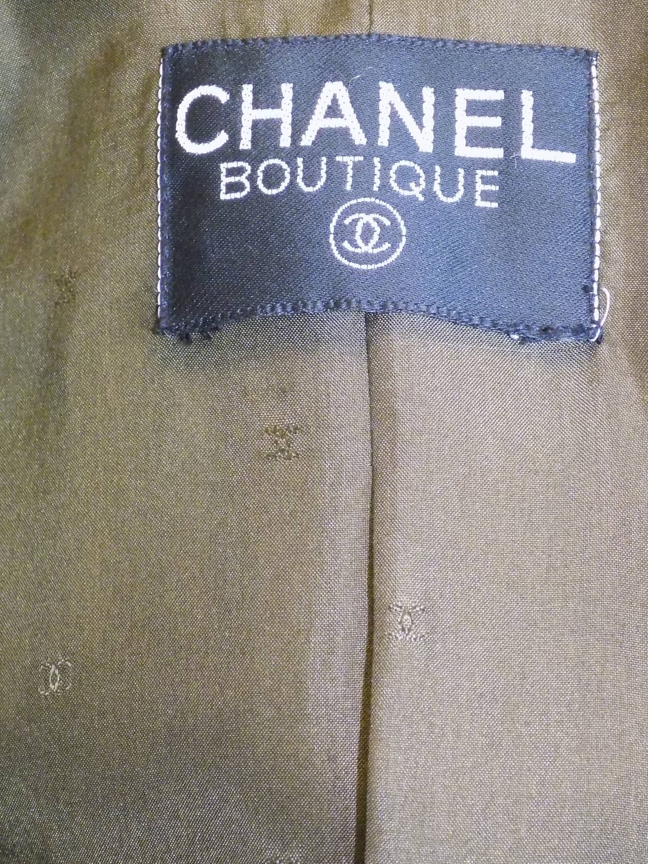 Chanel Military style army green and velvet vintage winter long Coat 3