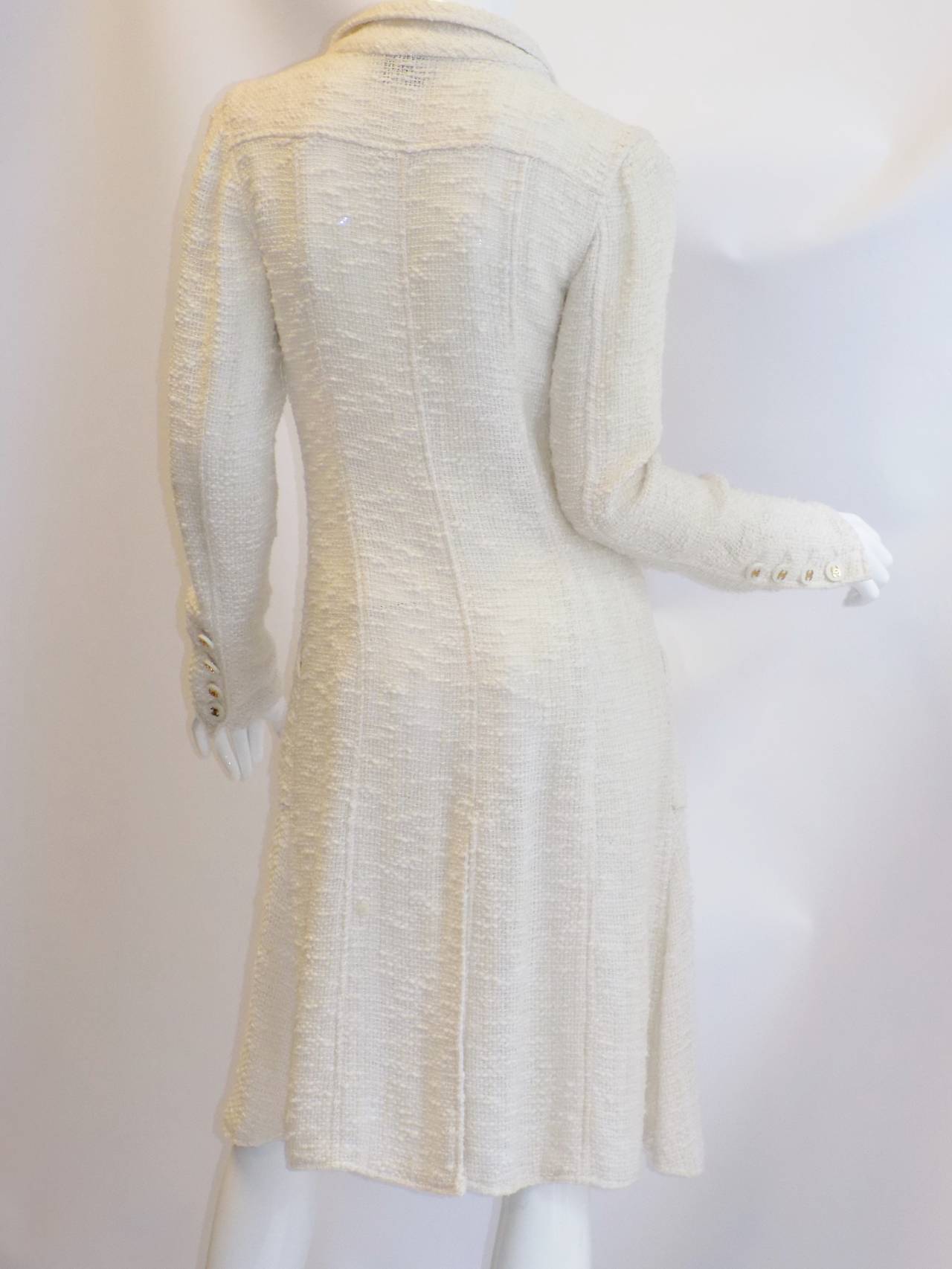 Chanel catwalk vintage winter white  coat dress duster In Excellent Condition In New York, NY