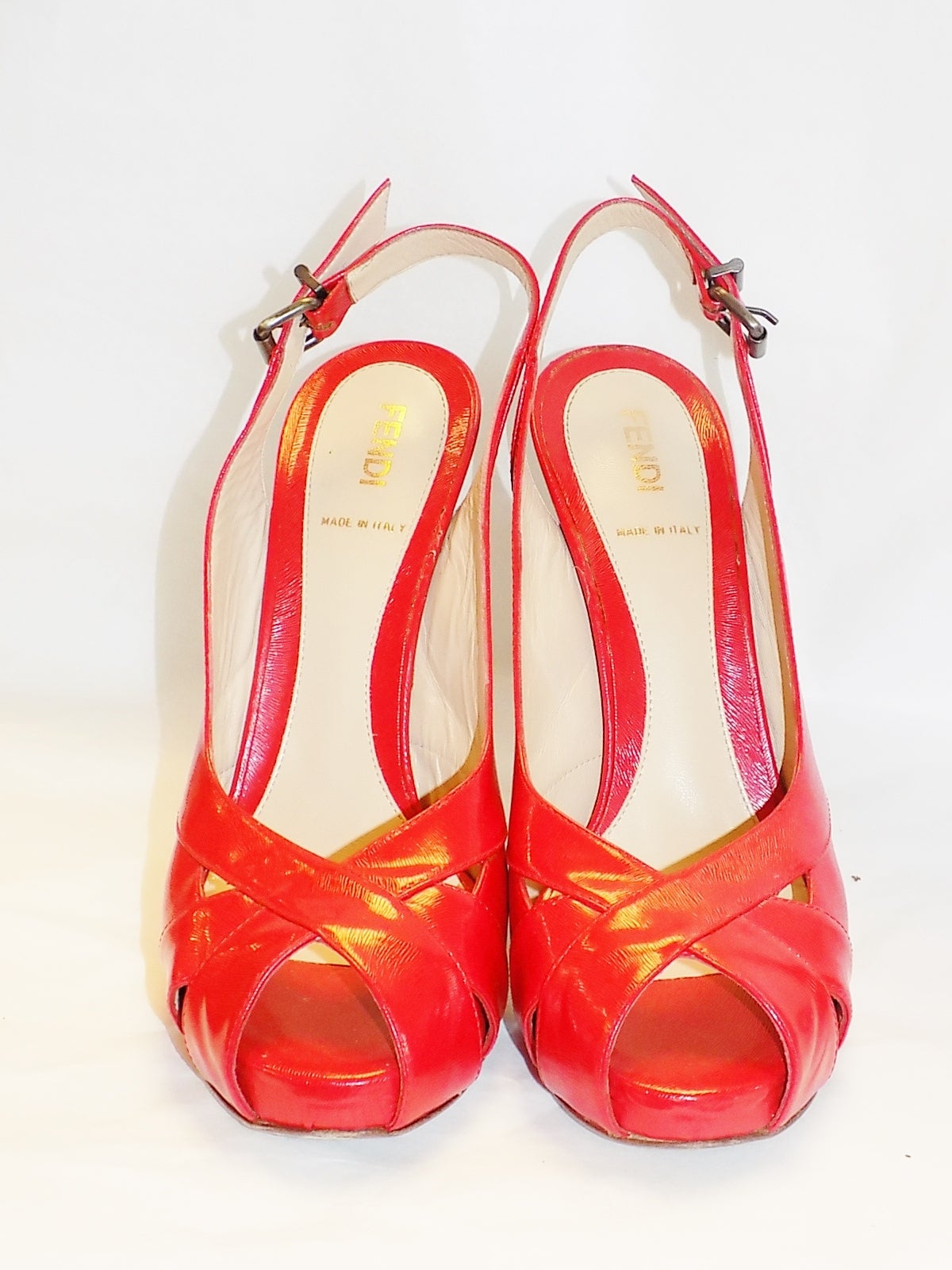 FENDI Fabulous Sexy RED  sandals shoes  sz 38. Worn few times in excellent condition. Round stacked heel 5 inches
