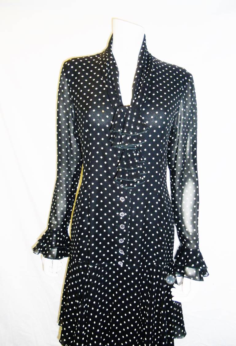Emanuel Ungaro  silk  Polka Dot   Dress In Excellent Condition In New York, NY