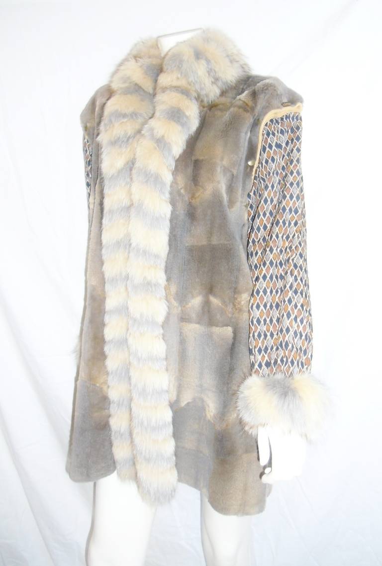 Reversable Grunstein Couture Harlequin Fur coat/vest In Excellent Condition For Sale In New York, NY