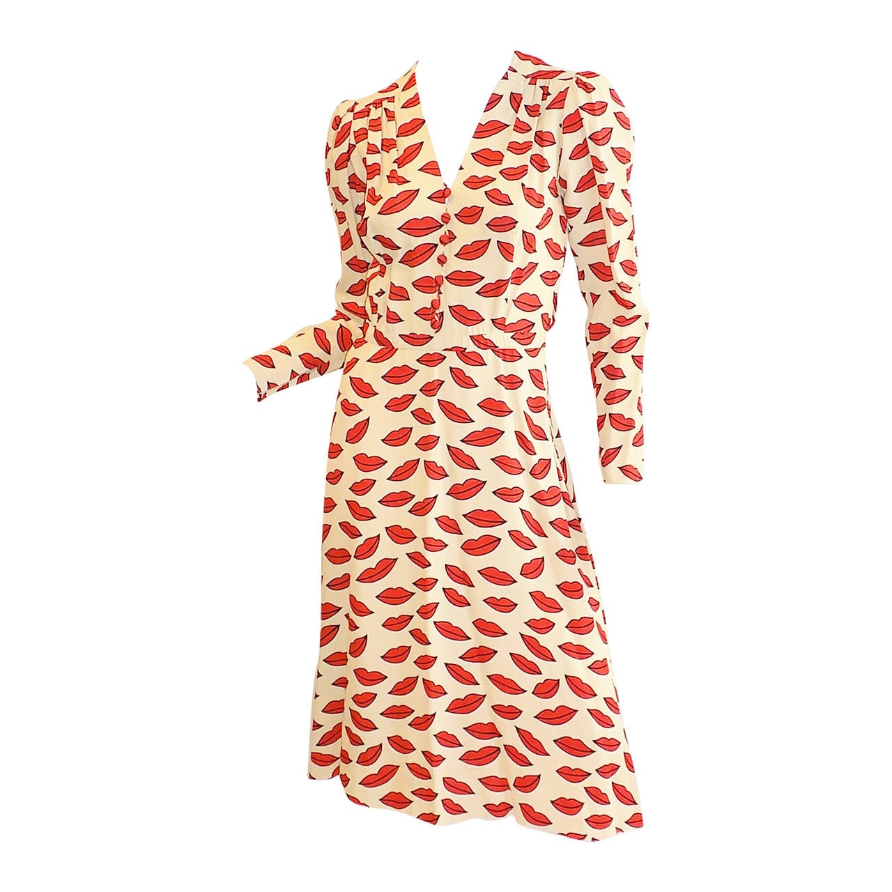 RARE Yves Saint Laurent 'Lips' print dress, circa 1971, Rive Gauche