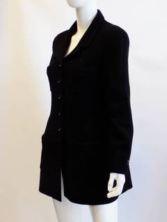 Chanel vintage black classic coat jacket sz 42