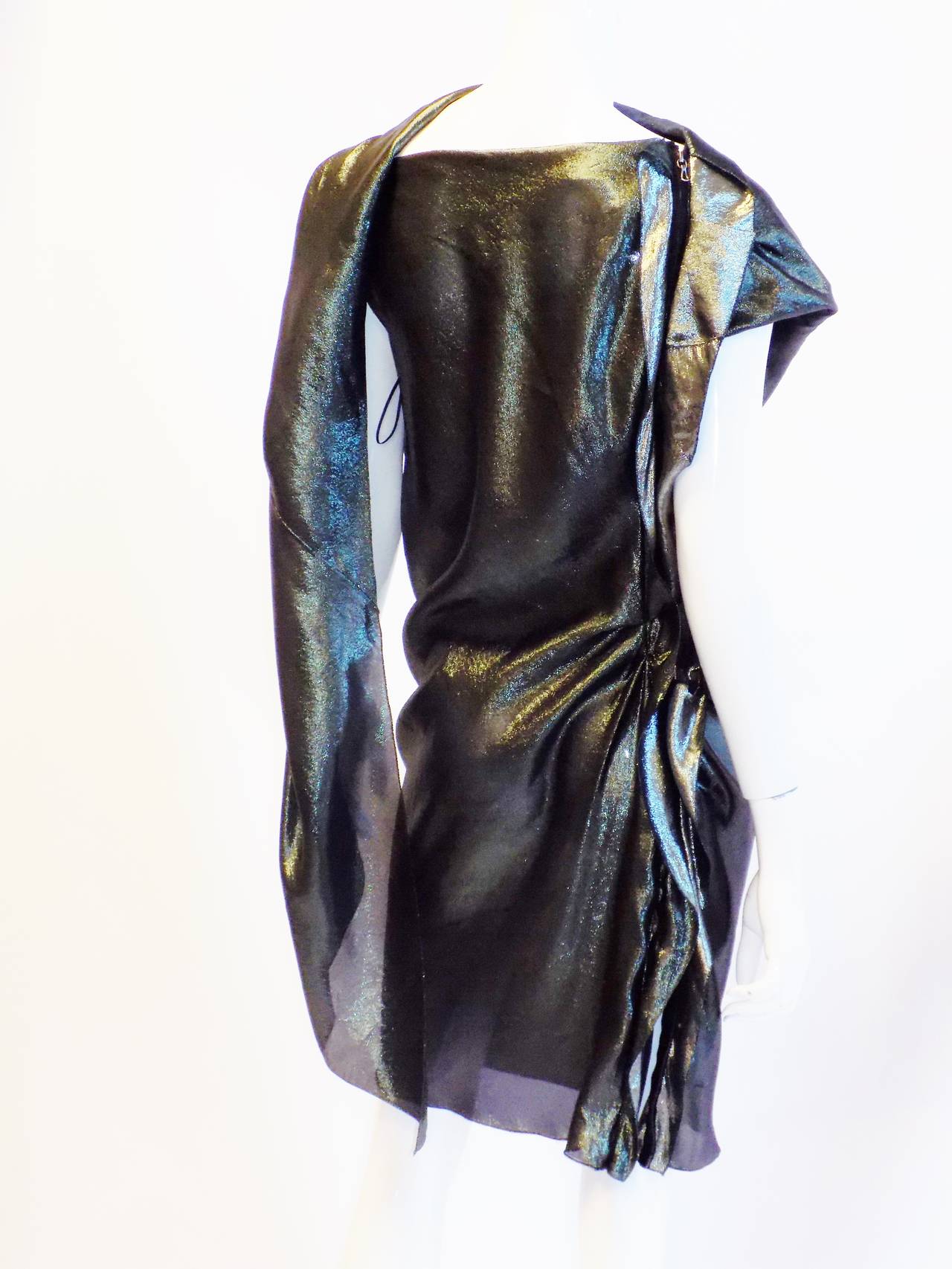 Lanvin  cocktail dress in washed metallic fabric In New Condition In New York, NY