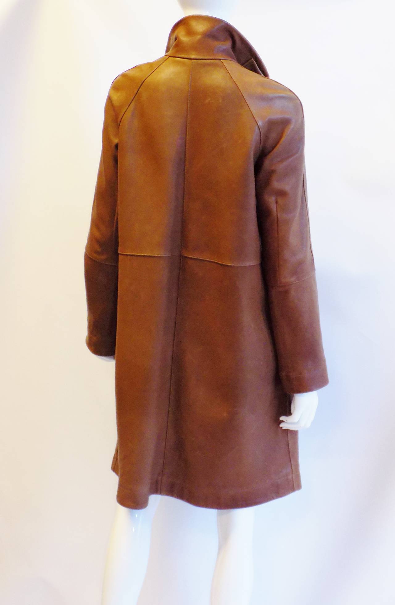 Brown Marni camel lamb  leather coat