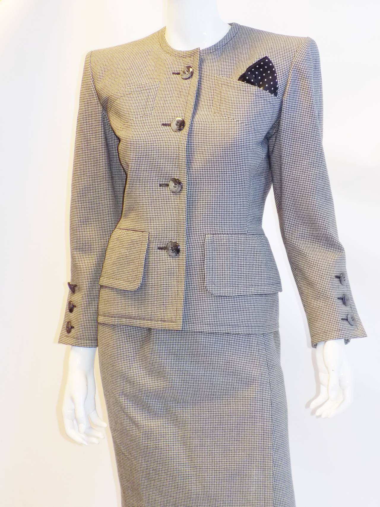 YVES SAINT LAURENT Haute Couture  classic sexy  wool skirt suit In Excellent Condition In New York, NY