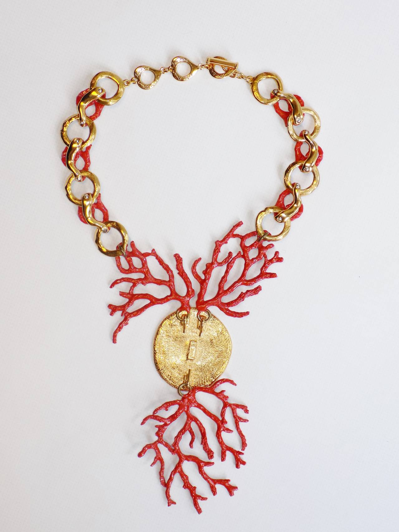 Iconic Robert Goossens For Yves Saint Laurent Coral sun Necklace and Earrings 4