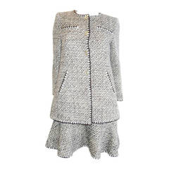 CHANEL Fantasy Brown Boucle Wool DRESS and jacket