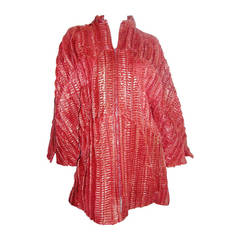 Chado Ralp Rucci  Twist Pleats Burgundy Leather Coat