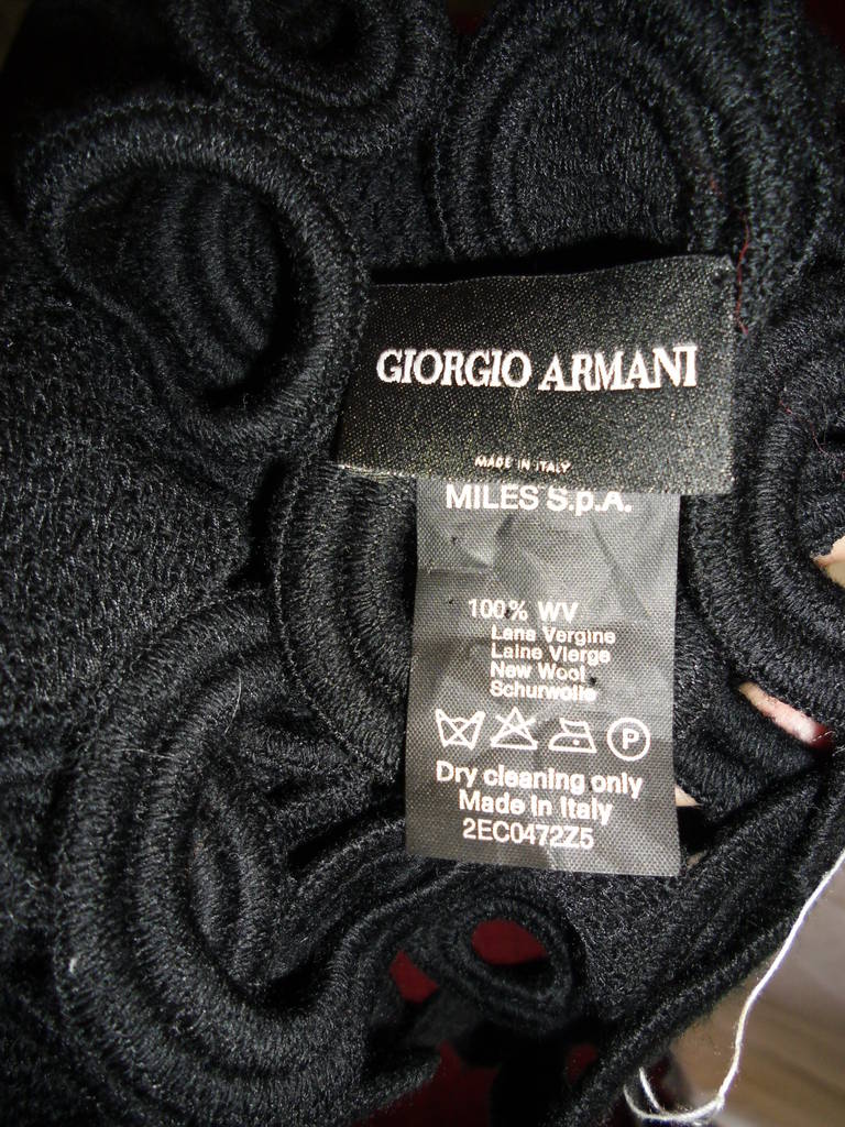 Giorgio Armani Huge CUTOUT black wool Shawl For Sale 3
