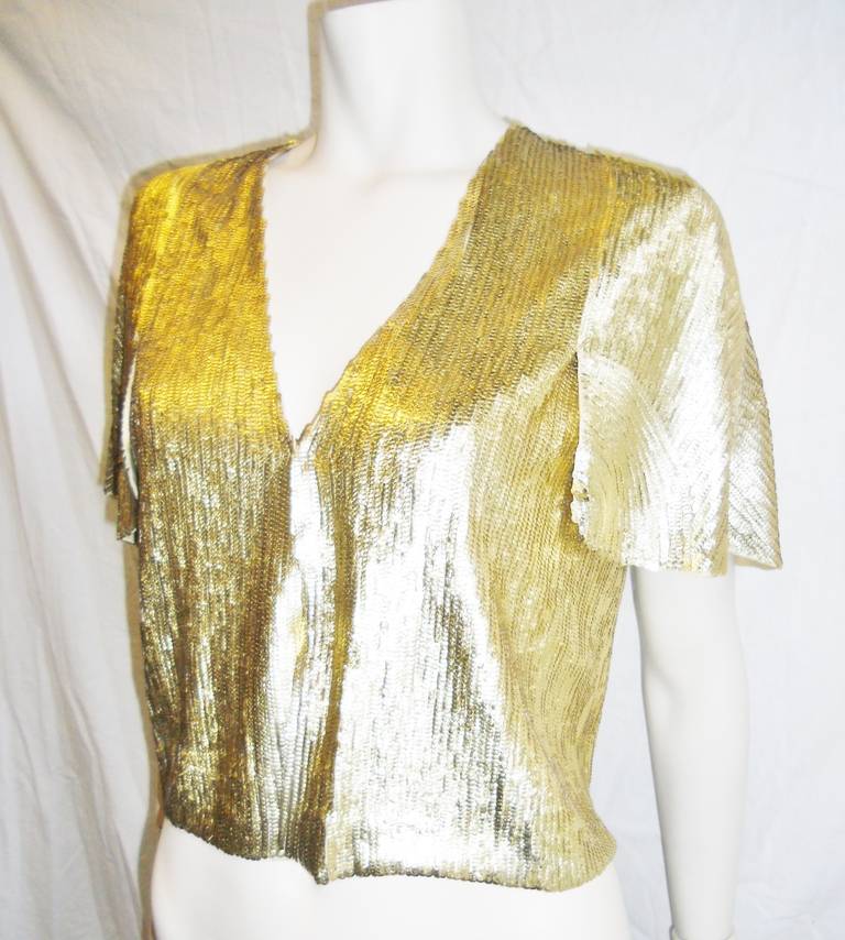 Christian Dior Flapper  Gold sequins bolero jacket Top In New Condition For Sale In New York, NY