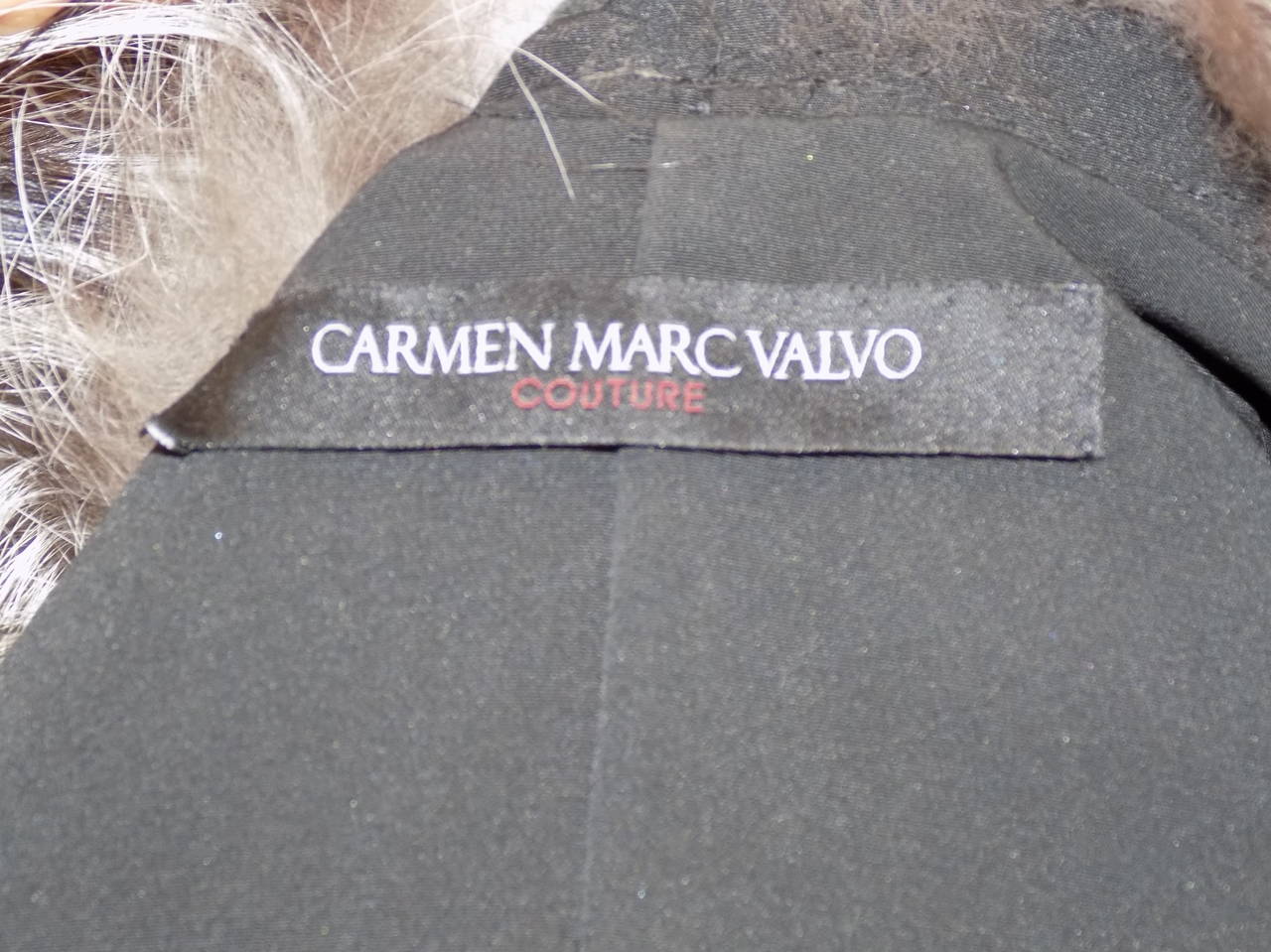 Carmen Marc Valvo Couture Feathered Silver fox  Hooded  Fur coat  3