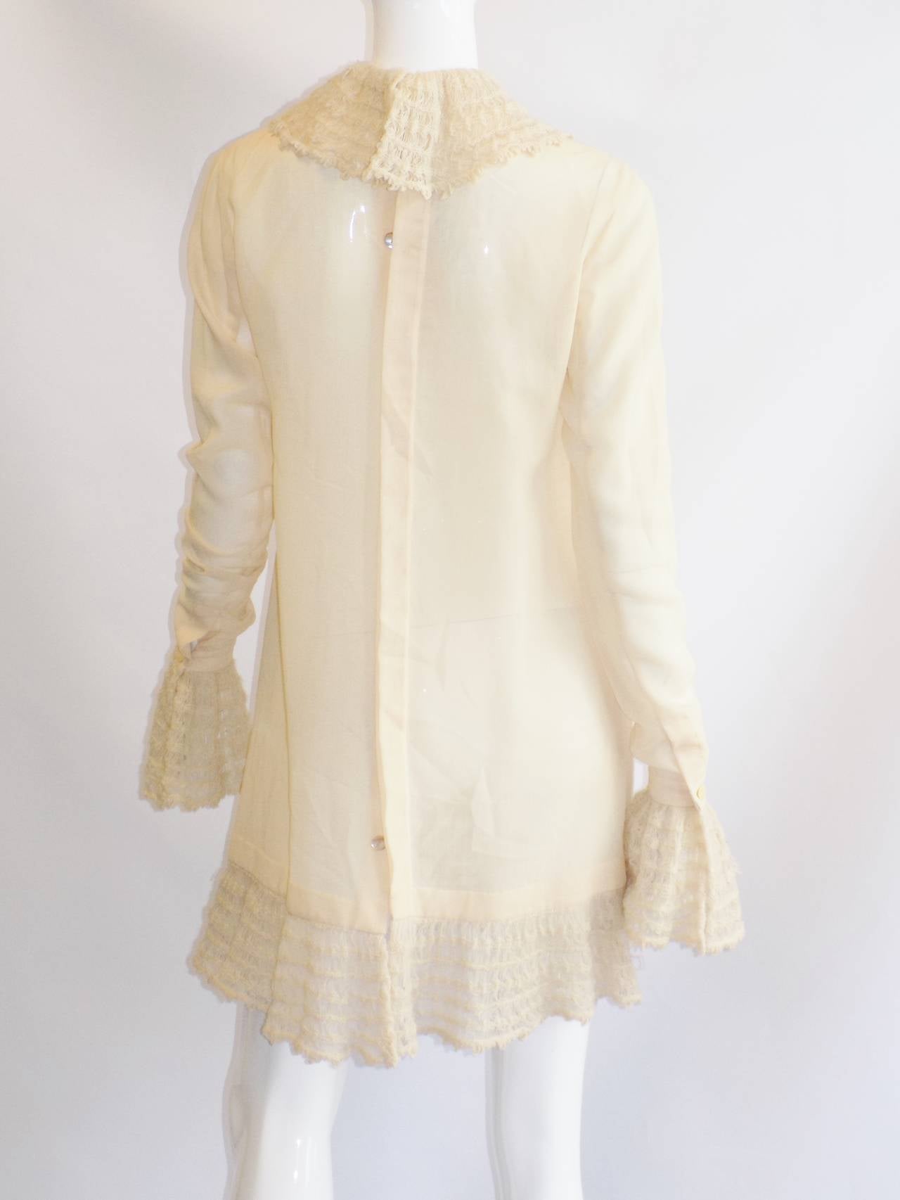 Vintage Chloe by Martine Sitbone  1989 rare  wool  dress with ruffles In Excellent Condition In New York, NY