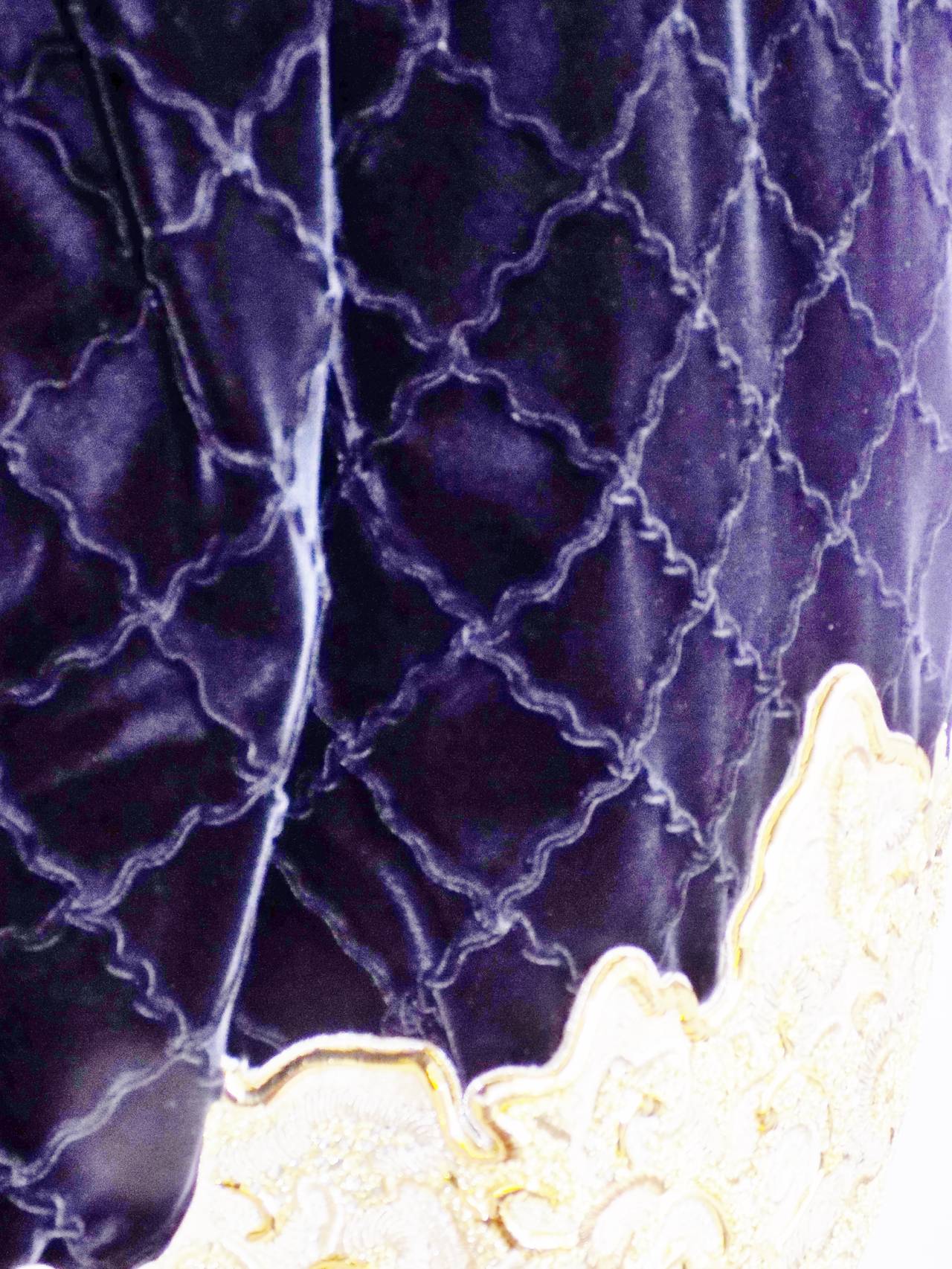 Michael NOVARESE Vintage  velvet  diamond quilt gold embroidery beaded jacket For Sale 1