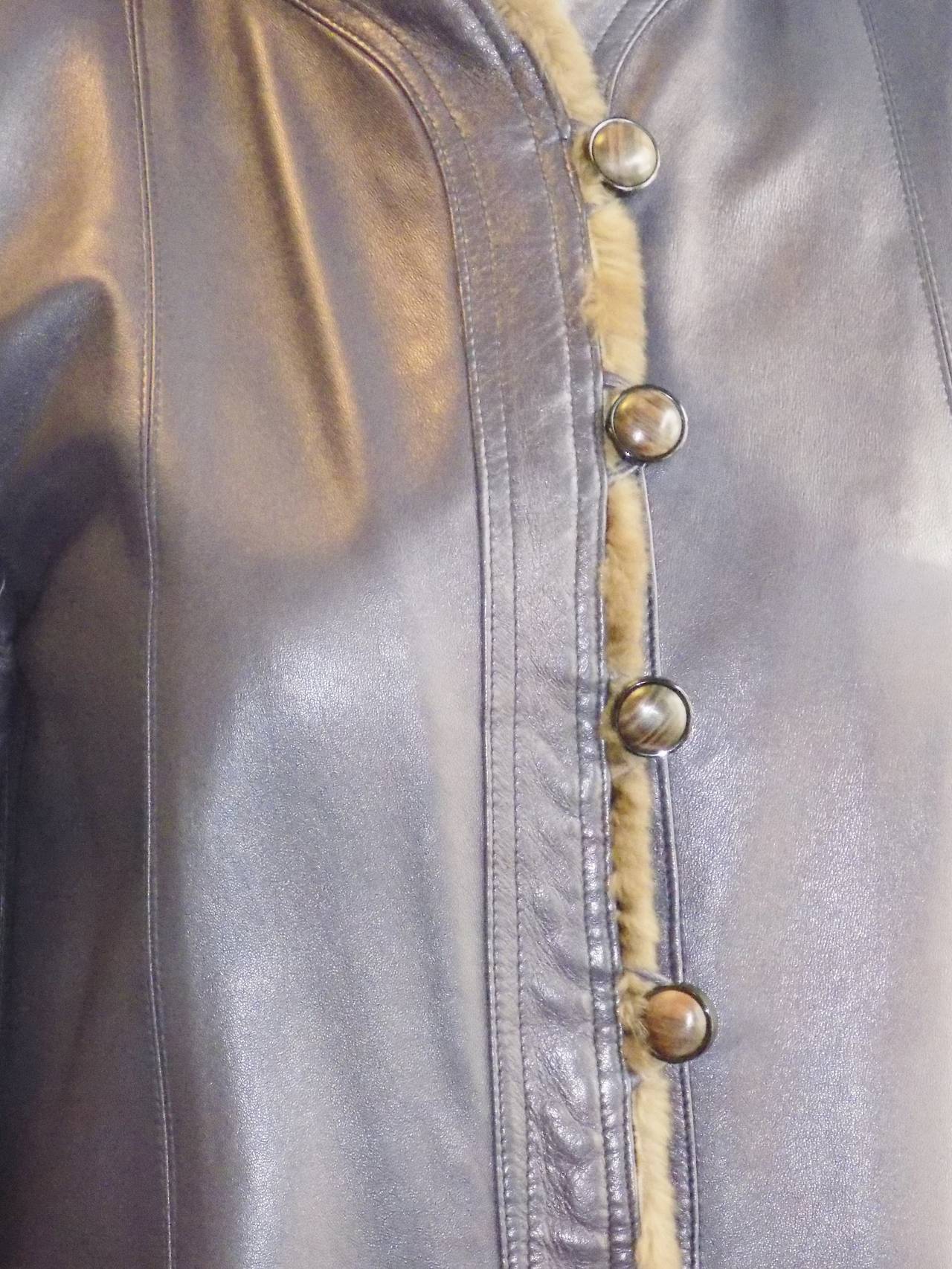 YVES SAINT LAURENT Beautiful  Leather  Fur Lined Vintage coat 1