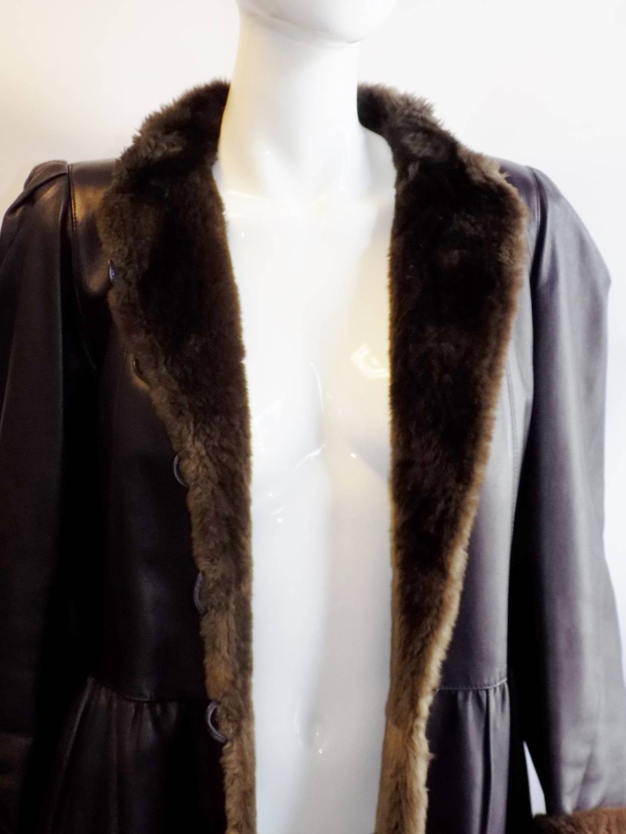 Women's YVES SAINT LAURENT Beautiful  Leather  Fur Lined Vintage coat