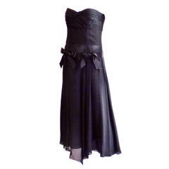 Vintage Chanel Elegant Black Evening Silk  dress