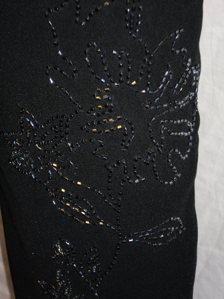 Black Pierre Balmain  silk beaded evening pants For Sale