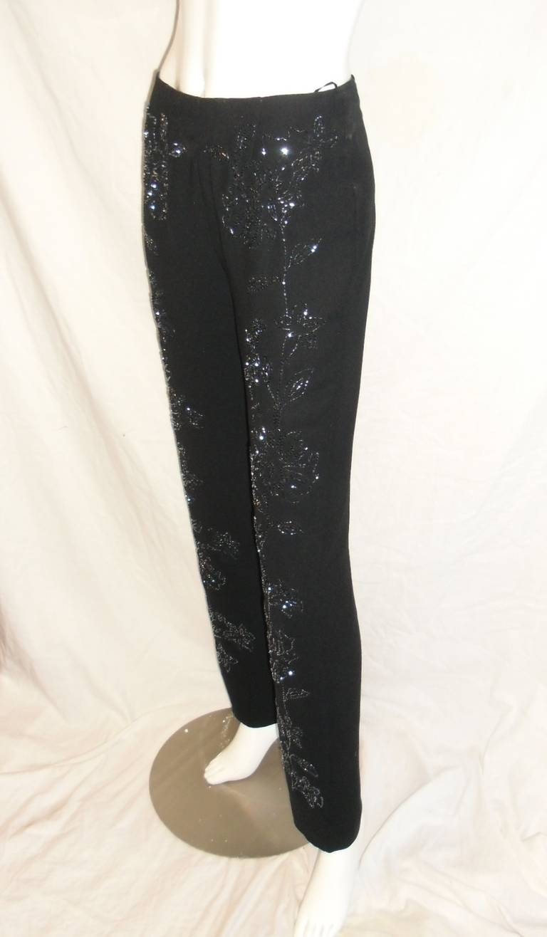 Pierre Balmain  silk beaded evening pants In Excellent Condition For Sale In New York, NY