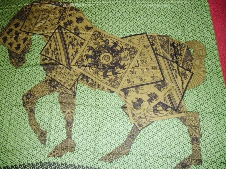 Hermes A Cheval Sur Mon Carré shaw/lscarf  2006, Bali Barret, Equestrian In New Condition For Sale In New York, NY