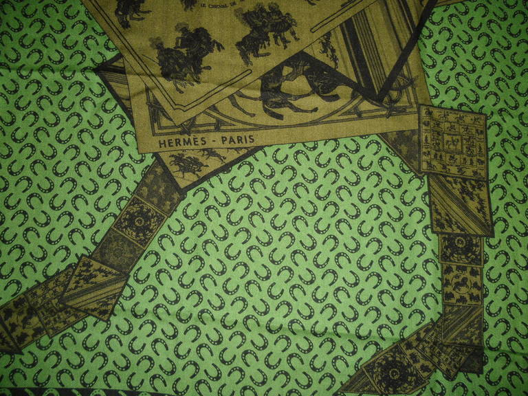 Hermes A Cheval Sur Mon Carré shaw/lscarf  2006, Bali Barret, Equestrian For Sale 1