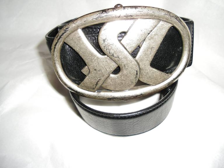 ysl logo belt buckle